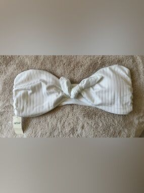 Aerie White Bandeau Bikini Top